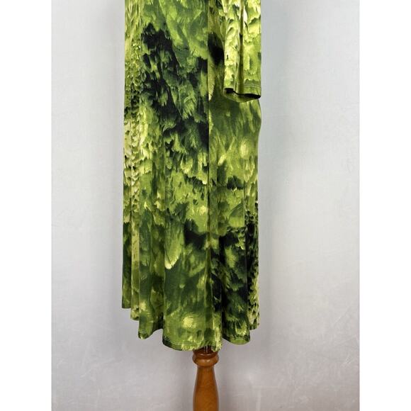 Samantha Sung Floral Midi Dress Size 8 Green Abstract Art to Wear Colorful - Picture 6 of 12